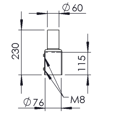5205037 Pole adapter diam 76 mm - 60 mm
