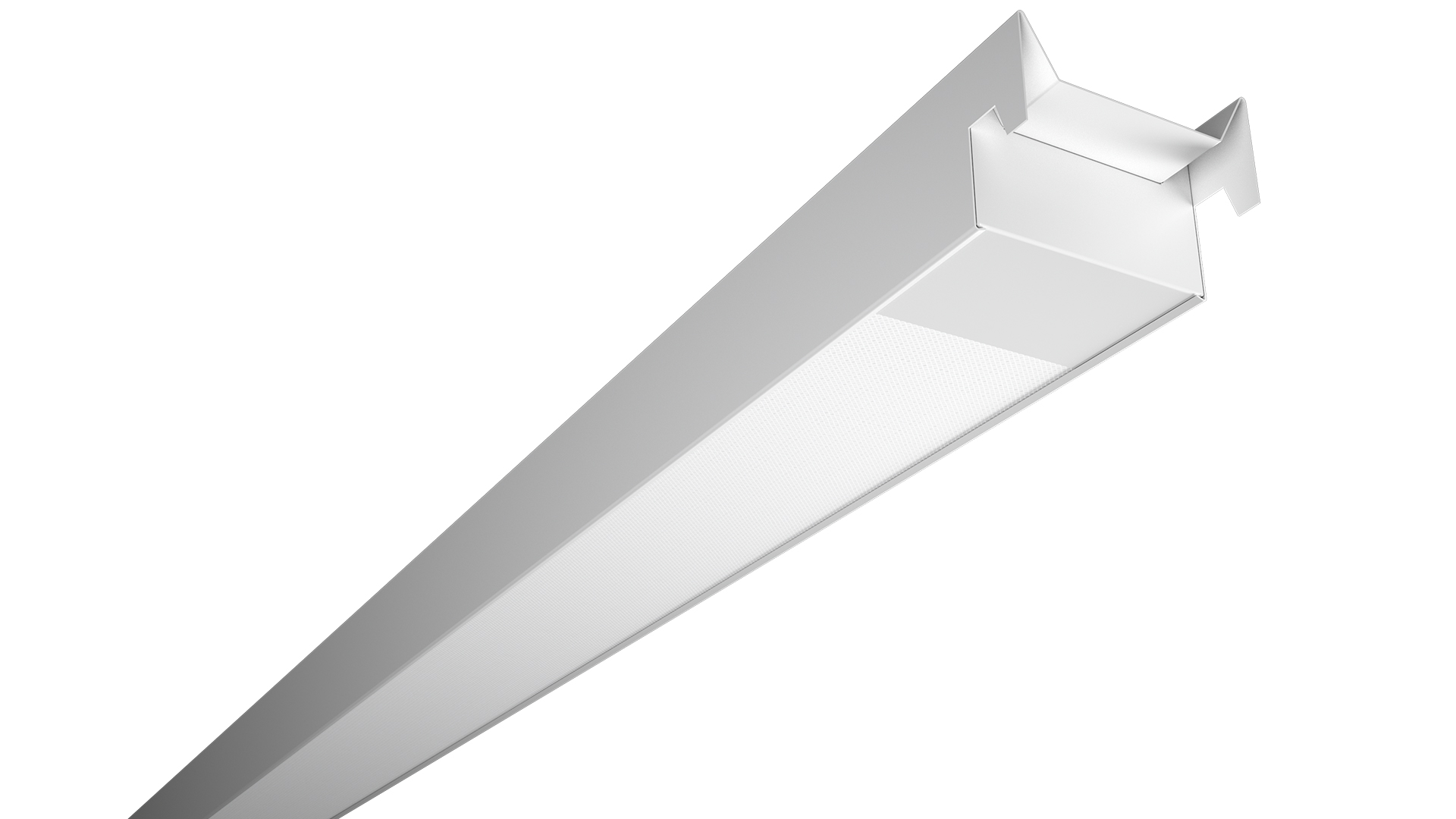 The Phi Modul luminaire is designed for Tego system ceilings used in retail units and shops.